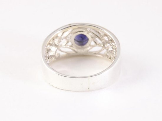 Opengewerkte zilveren ring met ioliet afbeelding 3