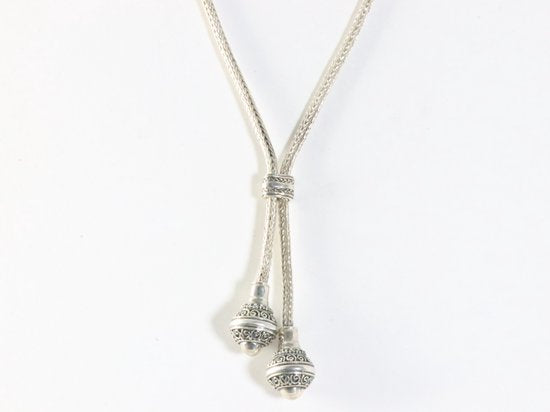 Traditionele zware zilveren vossenstaart schakel ketting met bewerkte pegels afbeelding 5