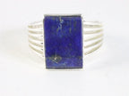 Opengewerkte rechthoekige zilveren ring met lapis lazuli afbeelding 4