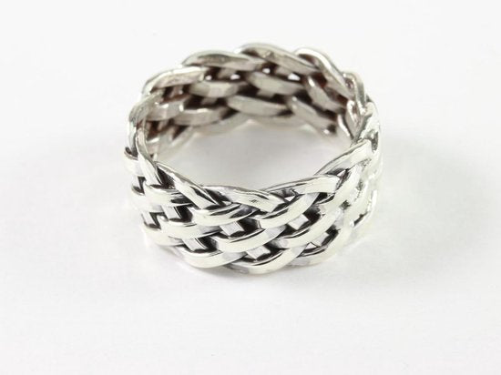 Gevlochten zilveren ring afbeelding 2