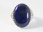 Zware bewerkte zilveren ring met lapis lazuli afbeelding 4