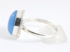 Bewerkte ovale zilveren ring met blauwe chalcedoon afbeelding 2