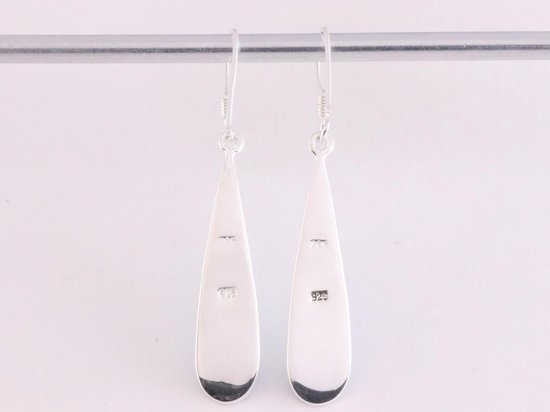 Lange druppelvormige zilveren oorbellen met abalone schelp afbeelding 3