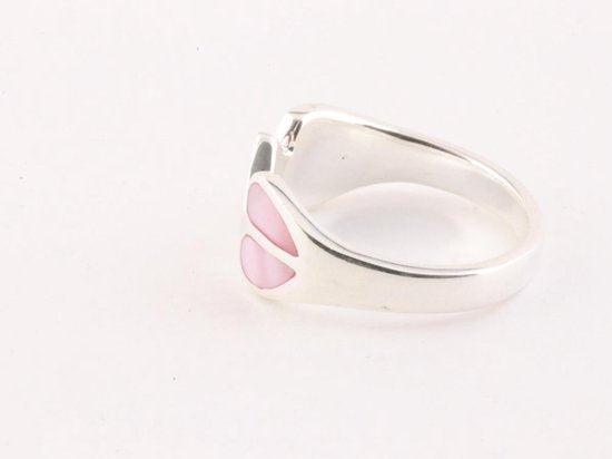 Zilveren ring met roze parelmoer afbeelding 3