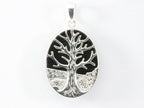 Ovale zilveren hanger met levensboom op onyx afbeelding 4