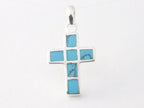 Zilveren kruishanger met blauwe turkoois afbeelding 4