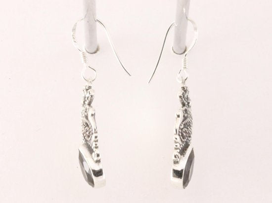 Opengewerkte zilveren oorbellen met rookkwarts afbeelding 4