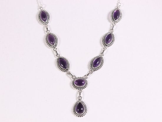 Bewerkte zilveren ketting met amethist afbeelding 1