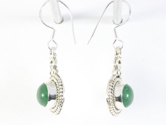 Bewerkte zilveren oorbellen met jade afbeelding 2