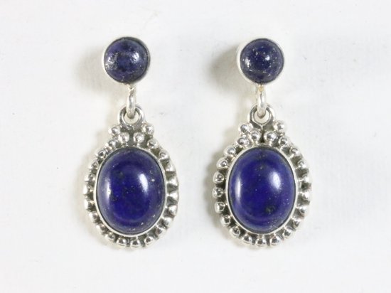 Bewerkte zilveren oorstekers met lapis lazuli afbeelding 2