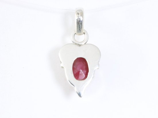 Fijne bewerkte zilveren hanger met robijn afbeelding 3