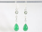 Lange zilveren oorbellen met jade en groene amethist afbeelding 3
