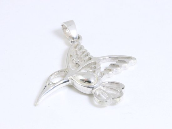 Zilveren kolibrie hanger aan ketting afbeelding 2