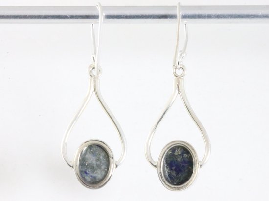 Opengewerkte zilveren oorbellen met lapis lazuli afbeelding 3