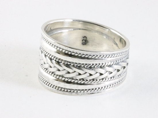 Brede zilveren ring met kabelpatronen - maat 22 afbeelding 2