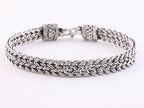Gevlochten zilveren armband met bewerkte sluiting afbeelding 3