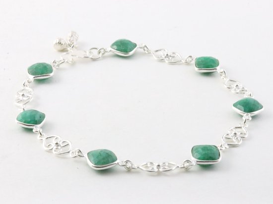 Zilveren enkelband met smaragd afbeelding 2