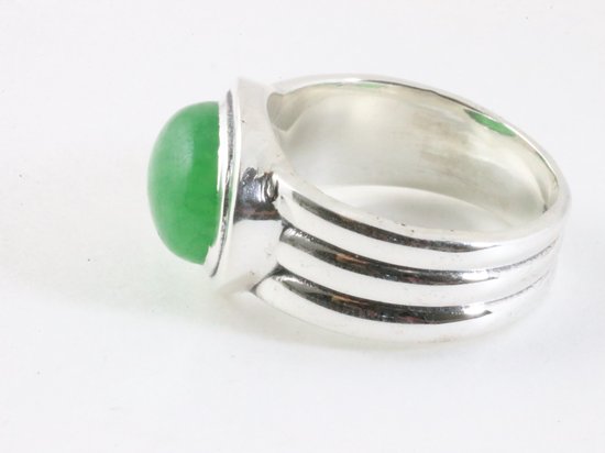 Zware zilveren ring met jade afbeelding 2