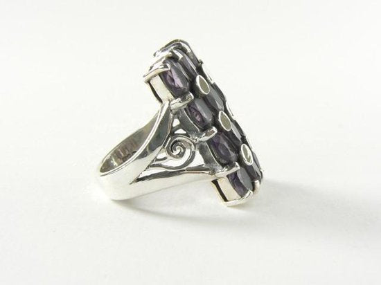 Rechthoekige zilveren ring met amethist afbeelding 4