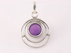 Ronde opengewerkte zilveren hanger met amethist afbeelding 3