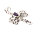 Opengewerkte zilveren libelle hanger met amethist afbeelding 2
