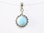 Fijne bewerkte ronde zilveren hanger met larimar afbeelding 3