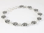 Zware zilveren armband met roosjes afbeelding 2