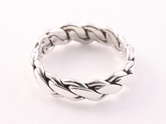 Zware zilveren ring met kabelpatroon afbeelding 2
