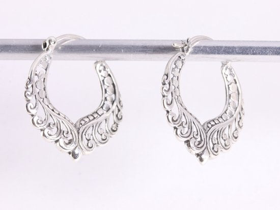 Traditionele fijne bewerkte zilveren oorringen afbeelding 2