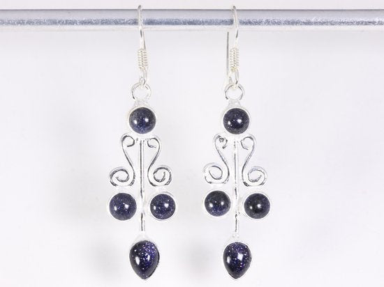 Lange zilveren oorbellen met blauwe zonnesteen afbeelding 4