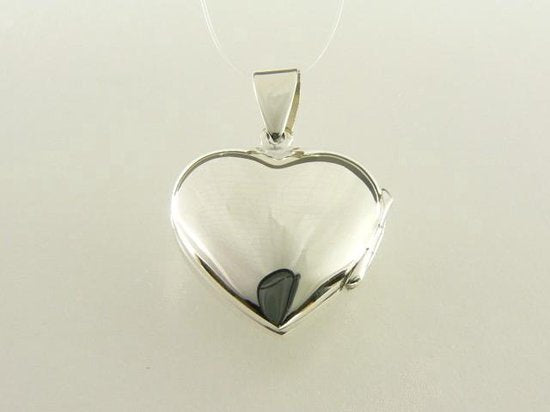 Opengewerkt hartvormig zilveren medaillon met parelmoer afbeelding 3