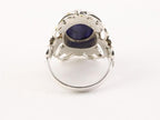 Opengewerkte zilveren ring met blauwe saffier afbeelding 2