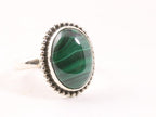 Bewerkte ovale zilveren ring met malachiet afbeelding 1
