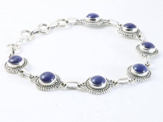 Bewerkte zilveren armband met lapis lazuli afbeelding 2