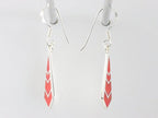 Fijne zilveren oorbellen met rode koraal steen afbeelding 2