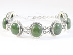 Zware bewerkte zilveren armband met jade afbeelding 3