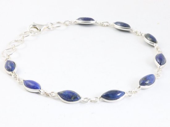 Fijne zilveren armband met lapis lazuli afbeelding 2