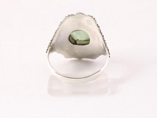 Bewerkte zilveren ring met groene aventurijn afbeelding 3