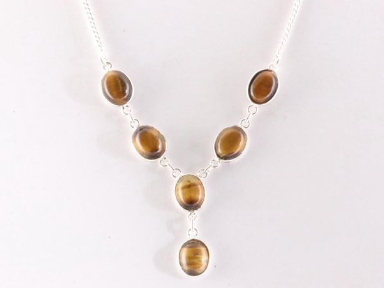 Zilveren ketting met tijgeroog afbeelding 1