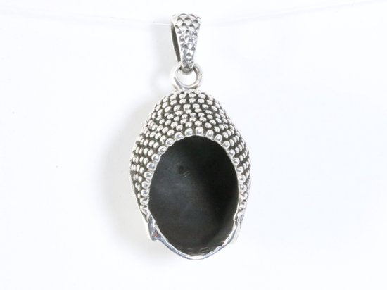 Grote zilveren Boeddha hanger afbeelding 3