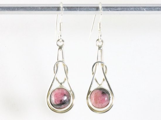Zilveren oorbellen met rhodoniet afbeelding 4