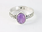 Fijne bewerkte zilveren ring met amethist afbeelding 4