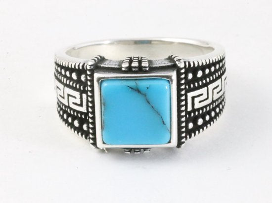 Bewerkte zilveren ring met blauwe turkoois afbeelding 4