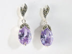 Zilveren oorstekers met amethist en marcasiet afbeelding 2