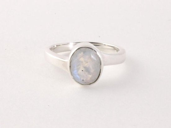 Zilveren ring met regenboog maansteen afbeelding 4