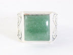 Zware bewerkte zilveren ring met jade afbeelding 4