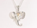 Traditionele zilveren olifant hanger met 18k gouden decoratie aan ketting afbeelding 4