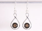 Opengewerkte zilveren oorbellen met rookkwarts afbeelding 1