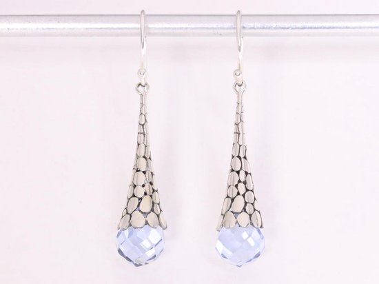 Bewerkte zilveren oorbellen met aquamarijn afbeelding 4