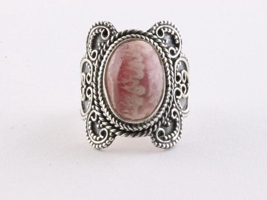 Bewerkte zilveren ring met rhodochrosiet afbeelding 3